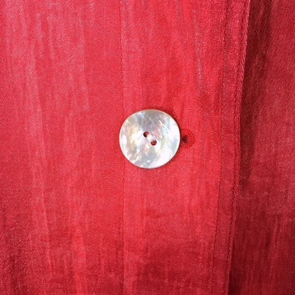 Ruby Rd Shirt Blouse Size 12 Melon 3/4 Roll Tab Sleeves Shimmery Elastic Waist - Picture 4 of 8